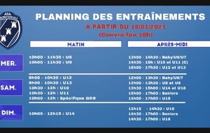Nouveau planning des entrainements !