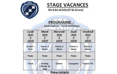 Venez vous inscrire au stage de Juillet ! (6 à 13 ans)